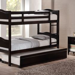 Oakland Espresso Twin/Twin Bunkbed w/Trundle 👍FREE FINANCING AVAILABLE 👉 0️⃣ DOWN PAYMENT ❗NO CREDIT CHECK❗ 