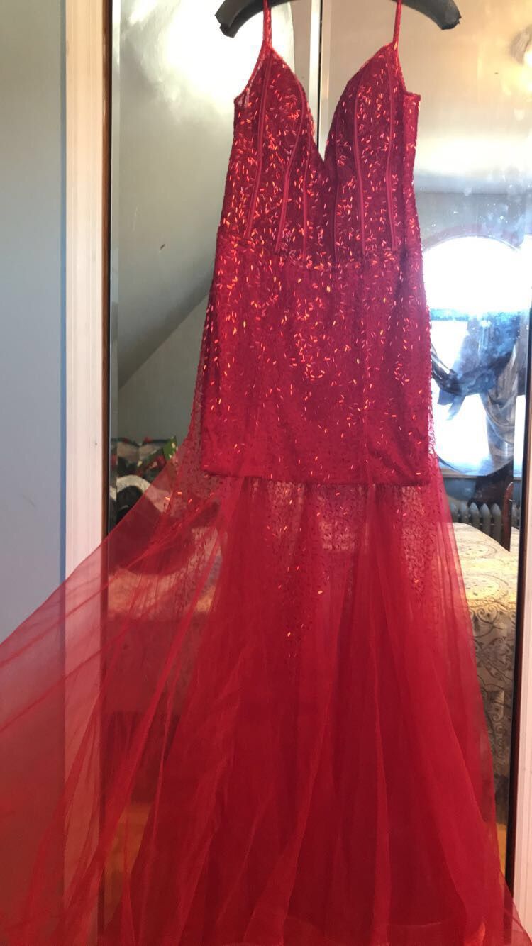 Prom Dress Jovani Red Sparkle Dress with Shoes