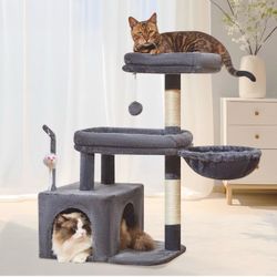 Cat Tree & Tower - Taoqimiao MS043G 32.2” – Smoky Gray