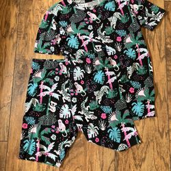 Girls Cat & Jack Pajama Set, Jungle Theme, Sz 12