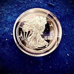 Miniature Walking Liberty Silver Eagle Tribute Coin (15mm) • 1 Gram Fine Silver (.999) • Fractional Silver Round in Protective Capsule