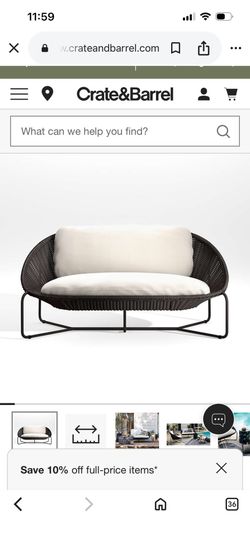 Exclusive Morocco 62" Graphite Oval Outdoor Loveseat with White Cushion
