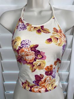 FLORAL HALTER CROP TOP