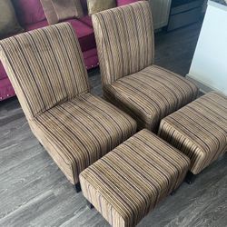 Elegant Suede Chair set With Ottomans