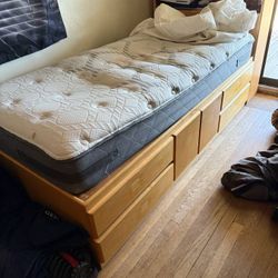 Twin Captains Bed Frame W Headboard Bookcase