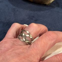 Silver plated adjustable cross wire ring