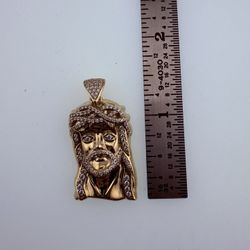 10K Gold Religious Jesus Head Pendant – Heavy 5.5 DWT