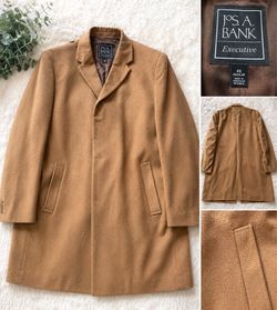 JoS. A. Bank Executive Collection Camel Wool Blend Overcoat Men’s 46R