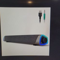 Soulion R30 Speaker Soundbar, Grey Colorful LED Lights USB Power 3.5mm Line In