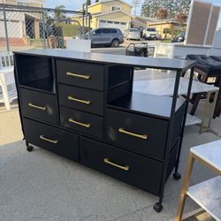 Black Dresser for Bedroom with 7 Fabric Drawers