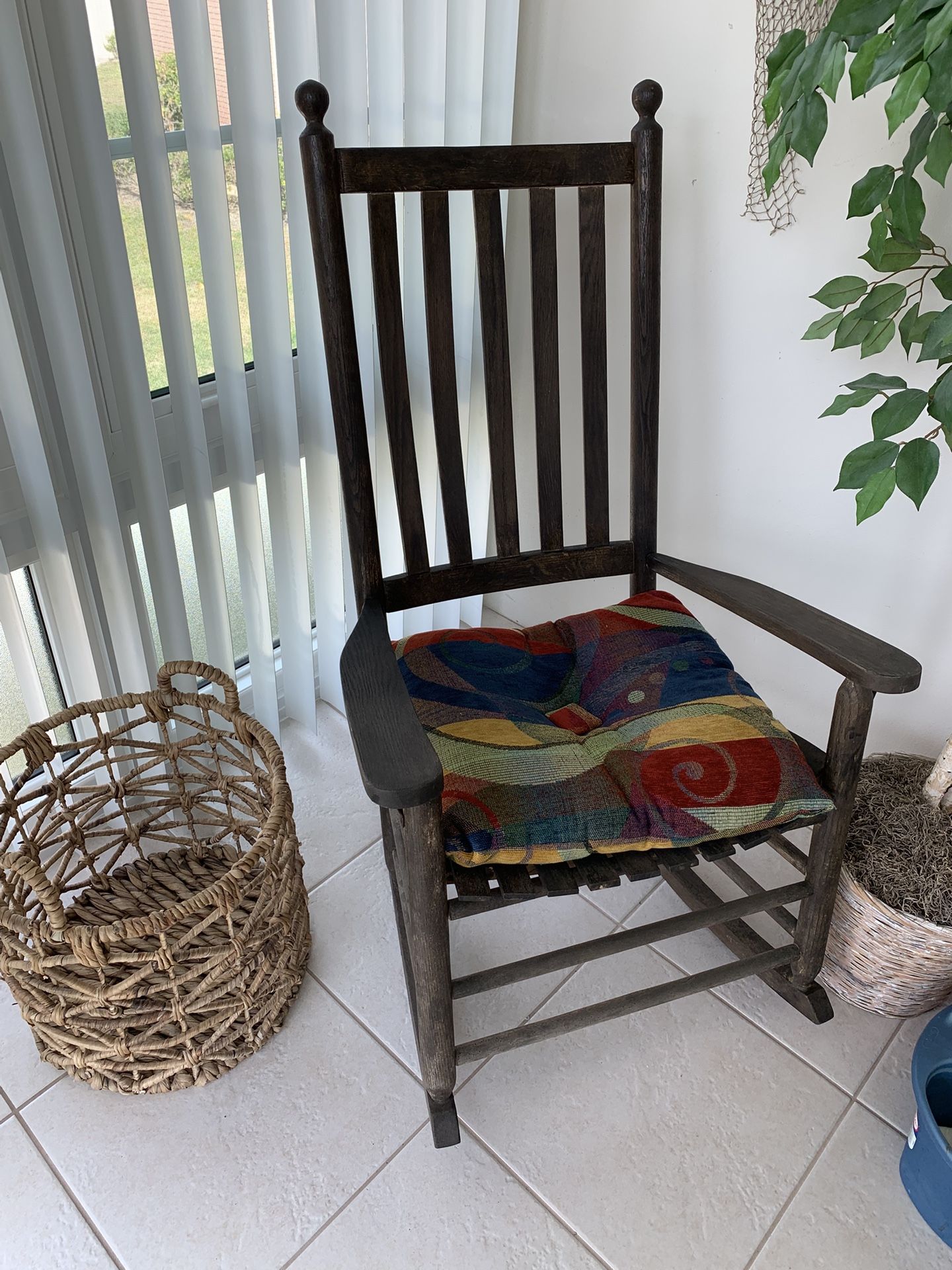 Beautiful Wood Rocking Chair With Cushion
