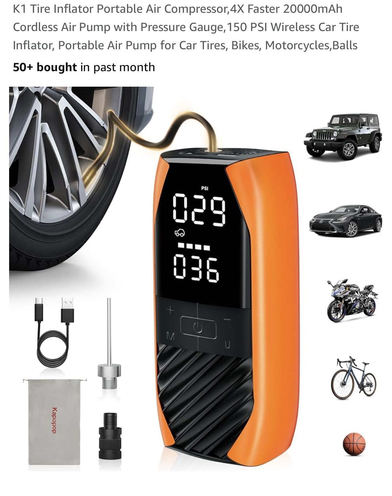 Tire Inflator Portable Air Compressor - Brand New