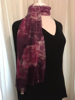 Italian Long Scarf-Purple Rose