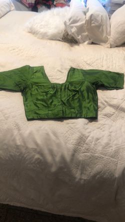 Green Silk Saree Blouse Crop Top