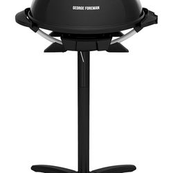George Foreman Indoor/Outdoor Electric Patio Grill, Apartment Approved, 15-Serving, Removable Stand, Black
