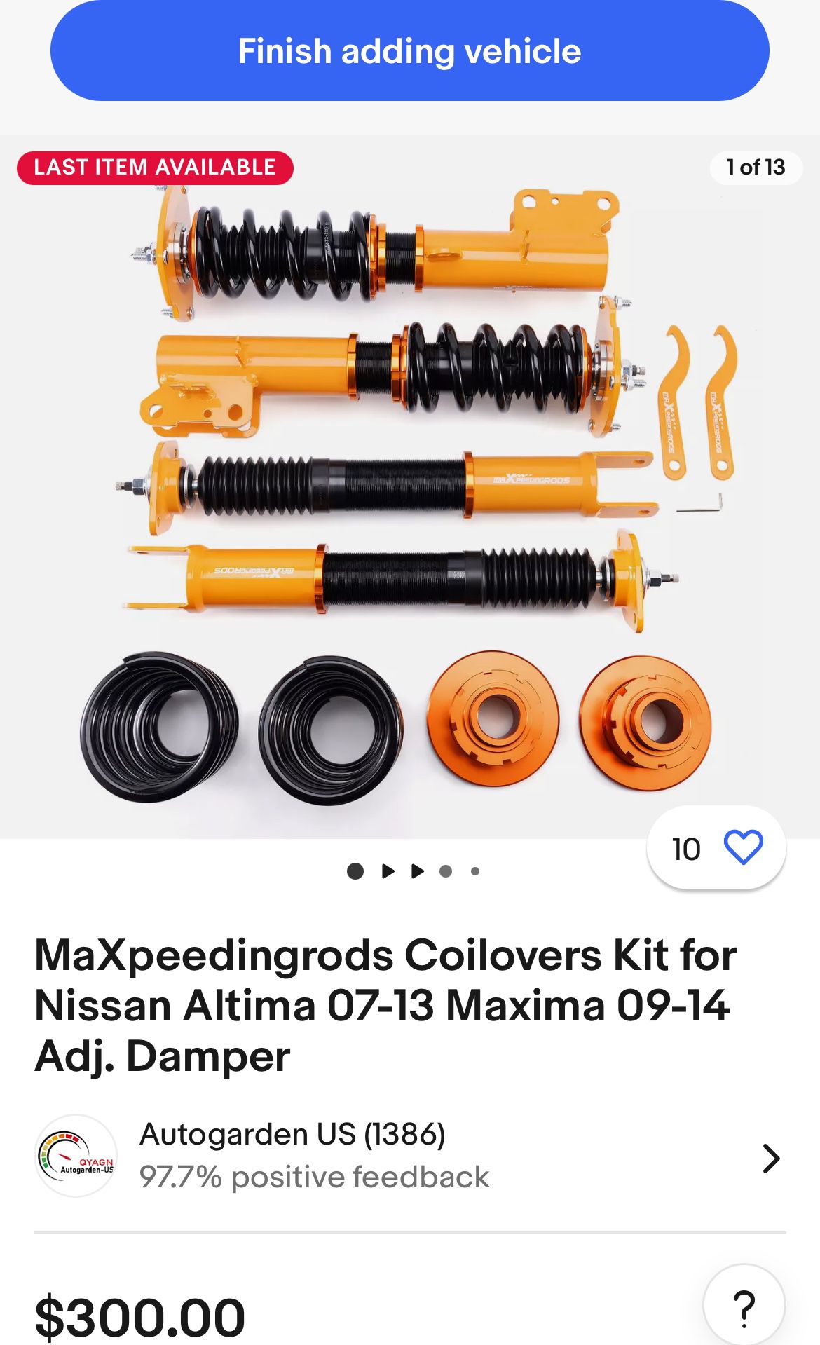 Coilovers Kit For Nissans Max 2007 -2013 
