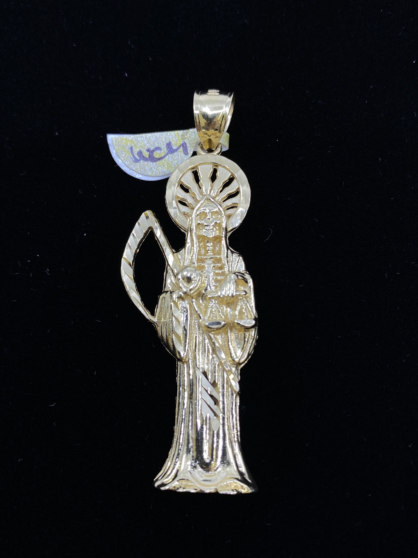 $600 Yellow Gold Santa Muerte Charm Pendant
