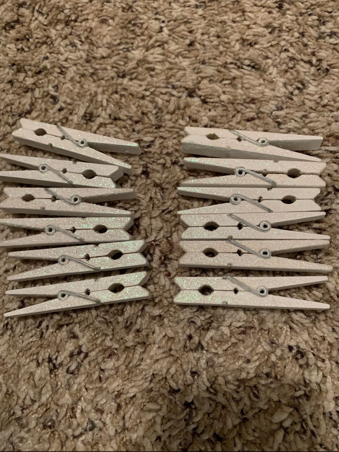 White Glitter Clothespins (Qty: 12)- $3