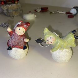 2 vintage Christmas Ornament Gnome Decoration