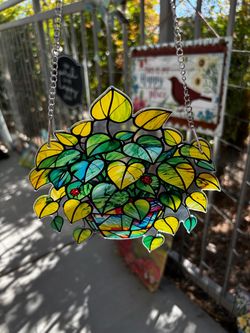 Stained Glass Hanging Plant Suncatcher