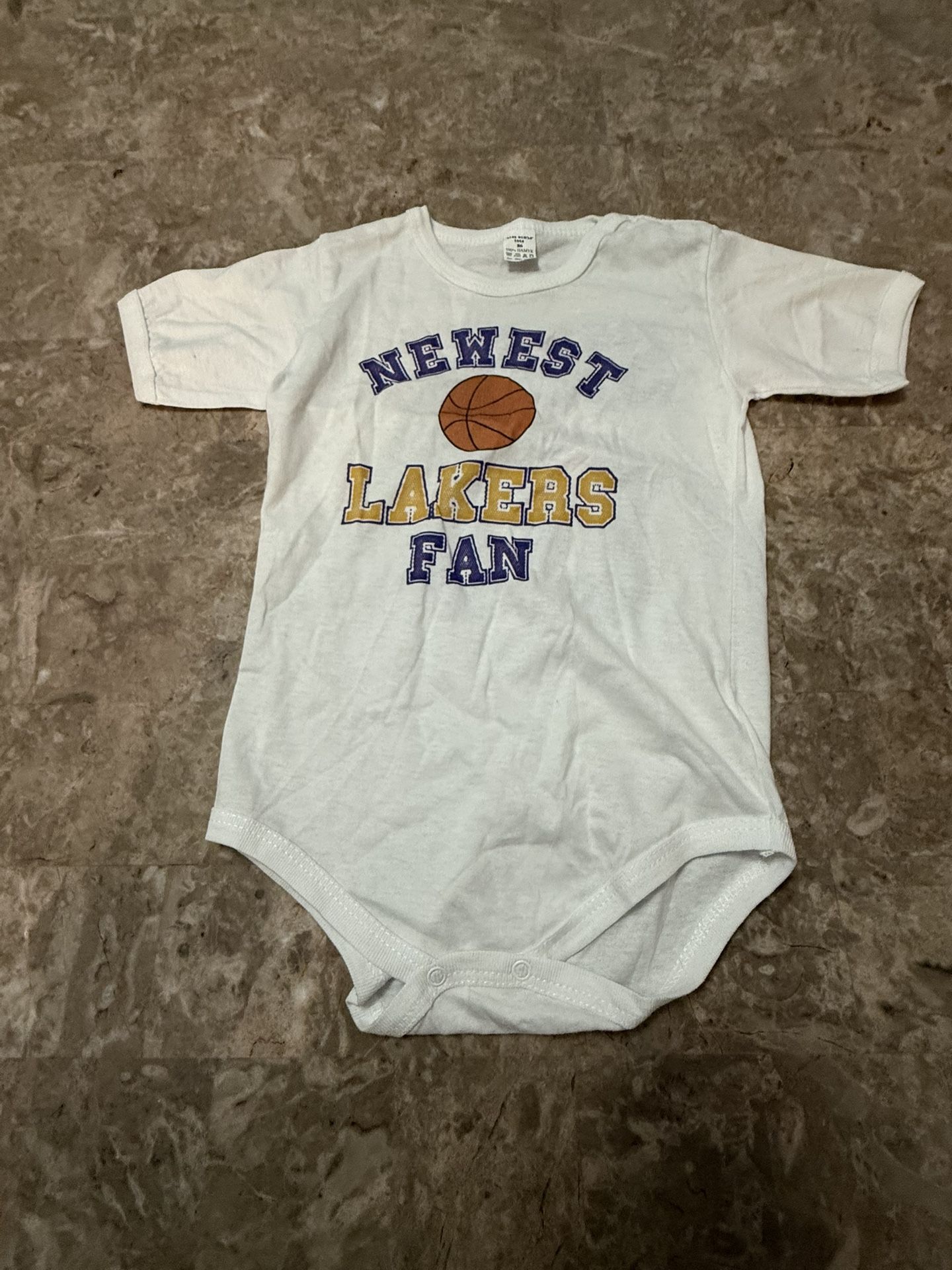 Baby LA Lakers “Newest Lakers Fan”Bodysuit White Sz 18-24m