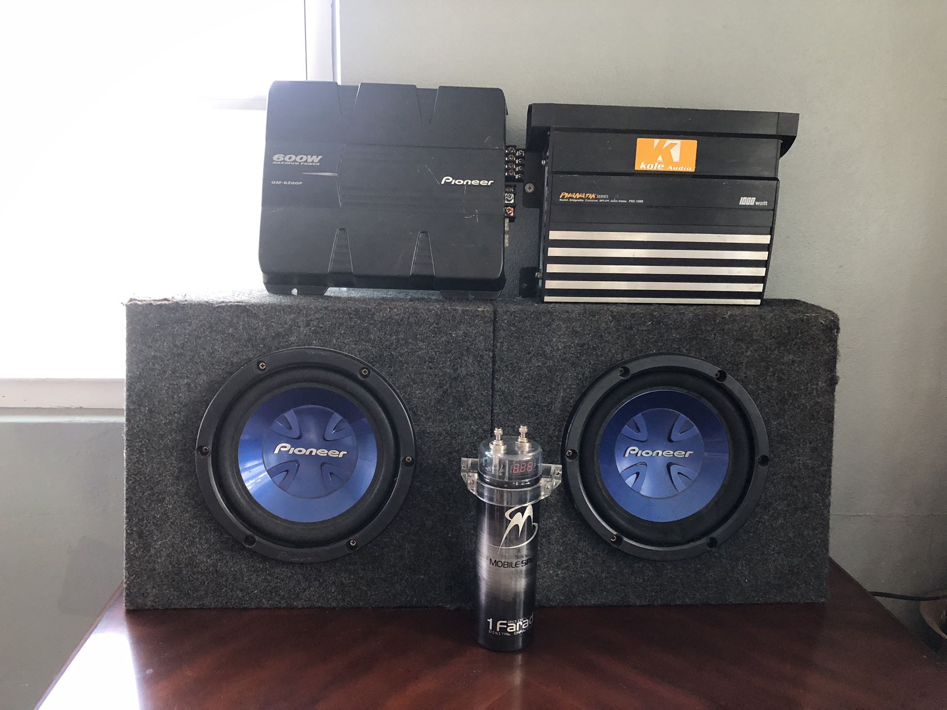 Car Double Speaker Box, Pioneer Amplifier, Kole Audio Amp & Mobile SPEC 20 DCV