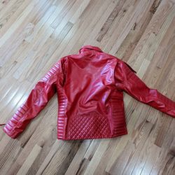 LIKE NEW Red Faux leather Biker Jacket, men's L 