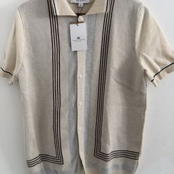 Thomas Sterling Knit Button-Up Polo (Size S)