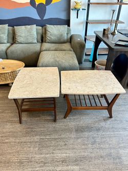 Travertine Side Tables / MCM / Mid-Century / Vintage!