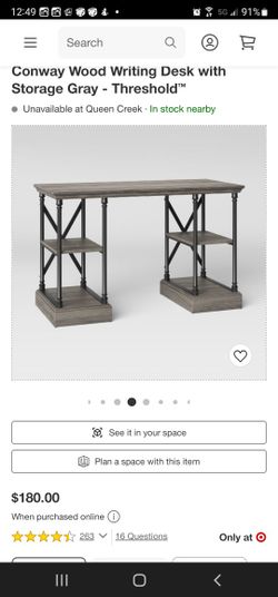 Conway wood writing desk with storage deals