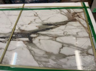 Daltile Wenrose Calacatta Topaz 24 in. x 48 in. Polished Porcelain Marble Look Floor and Wall Tile (15.5 sq. ft./case)