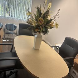 Conference Table, Chairs & Artificial Plants
