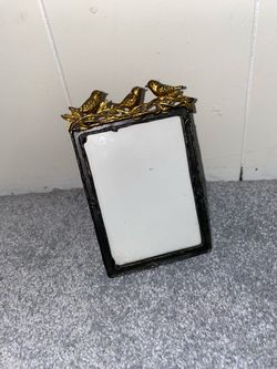 Pewter Photo Frame with Gold Leaf Birds 6”x4”
