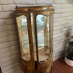 Antique Curved Glass China Cabinet