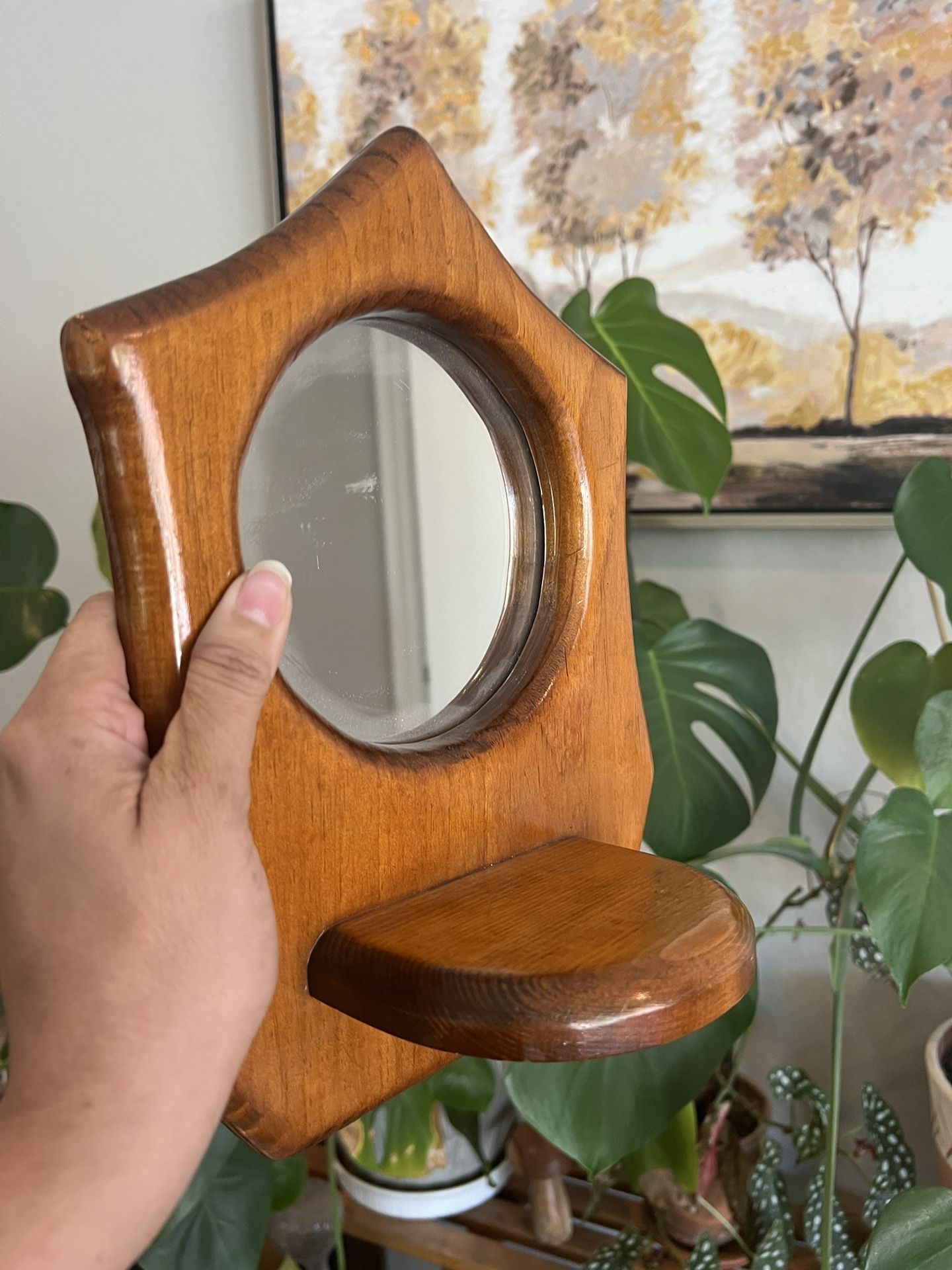 Vintage Antique Wood Wall Accent Mirror