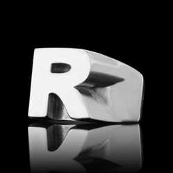Brand New 925 Sterling Silver Letter "R" Ring - US Size 7.5