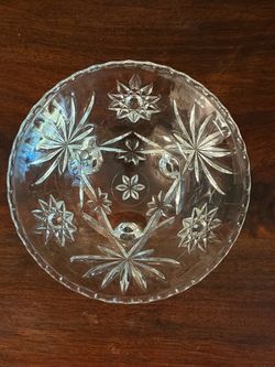 Vintage  Anchor Hocking "Star of David" 3-footed clear glass bowl Clear Cut Crystal Glass Bowl