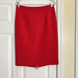 Hot Red Back Zippered Skirt