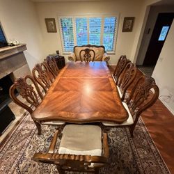 Vintage Solid Wood Dinner Room Table And Chairs