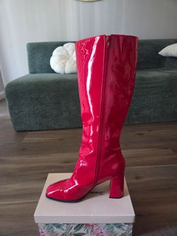 Red Knee High Boots- size 10