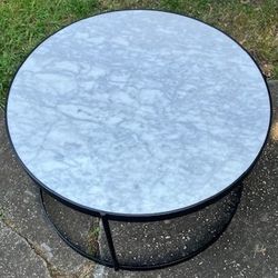 Elegant Round Marble Coffee Table with Metal Base