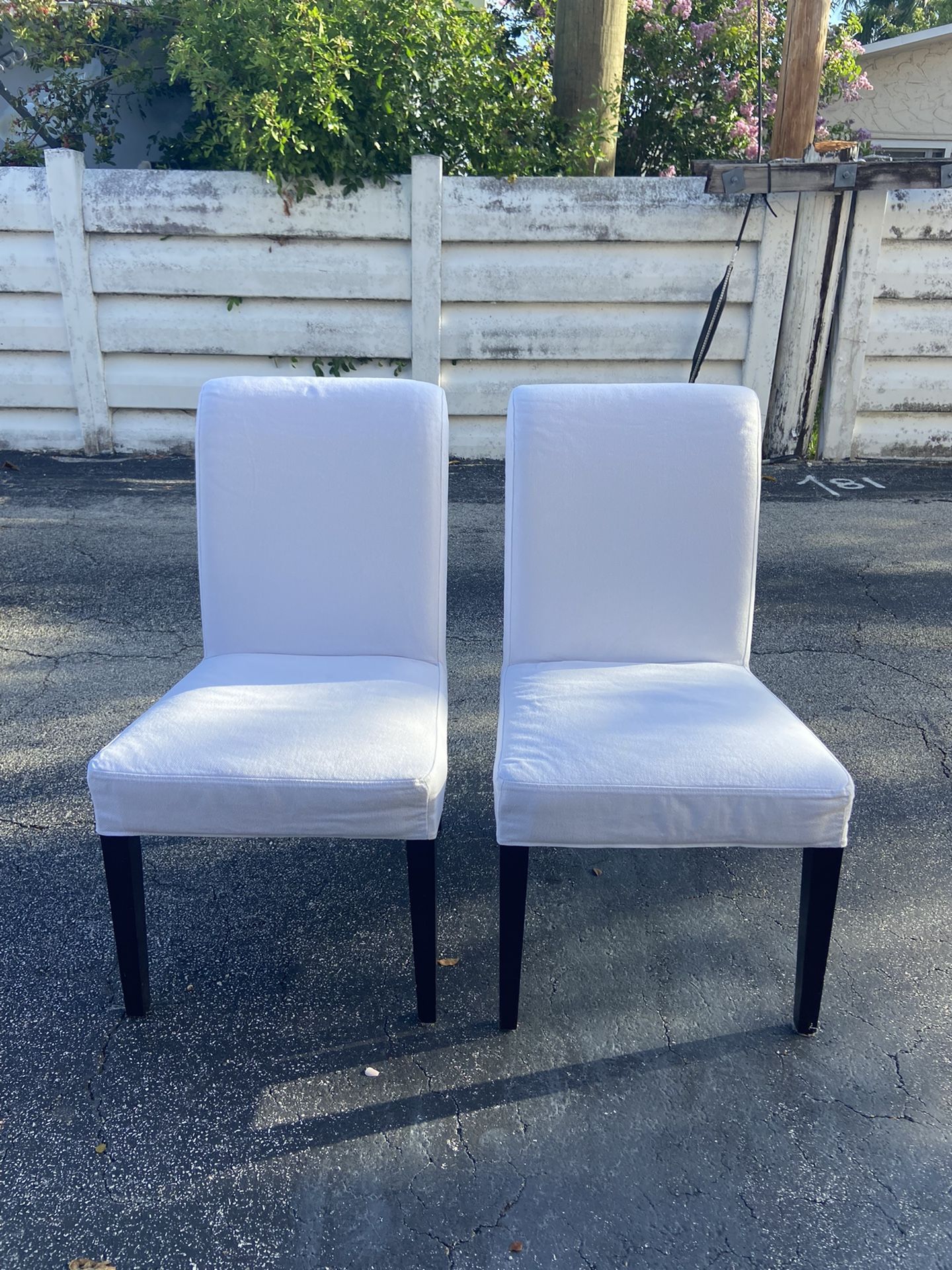 White Upholstered Ikea Dining Chairs Slip covered