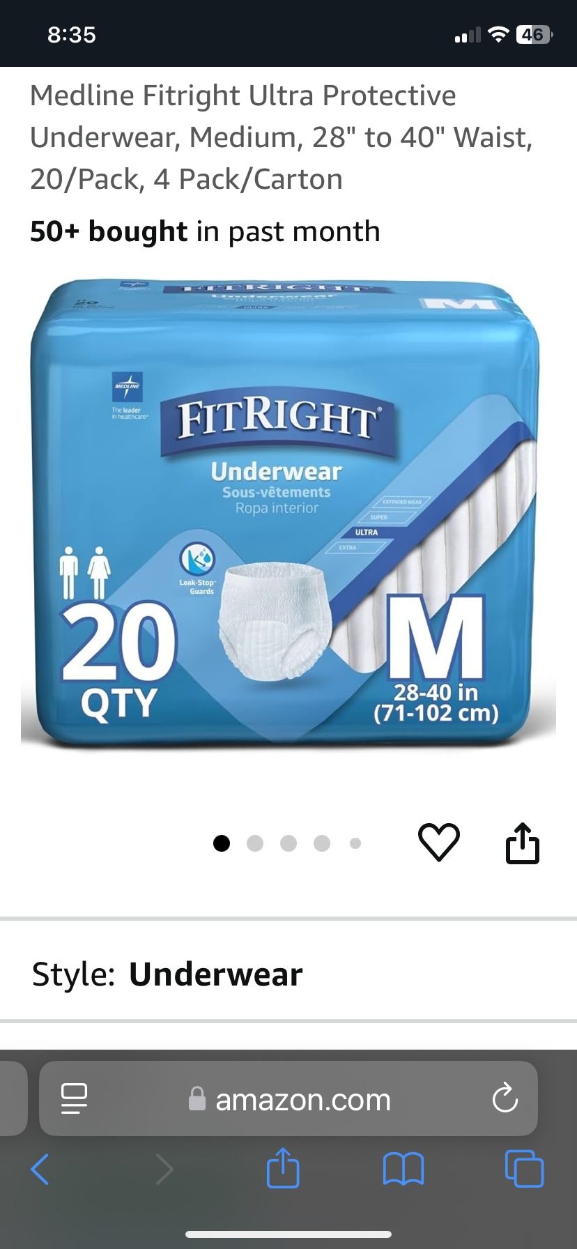 Medline Fitright Ultra Protective Underwear