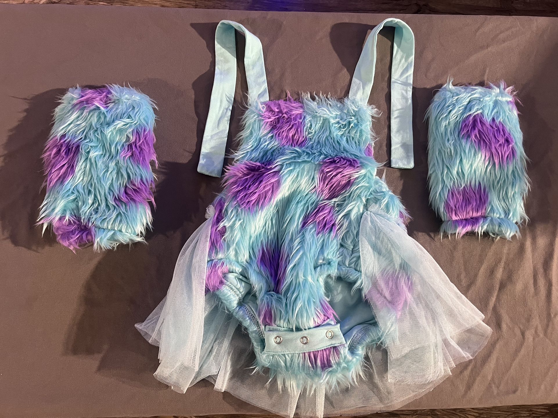 Baby Girl Blue Monster Furry Romper Tutu Dress (New)