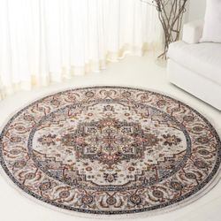 Lauren Ralph Lauren Collection Atwood LRL1119 Rug, Ivory/Beige Red, 6'7" Round