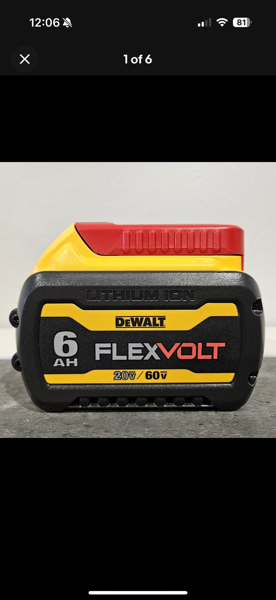 DeWALT DCB606 FlexVolt 60V / 20V 6.0 AH 6 Ah Lithium Ion Battery