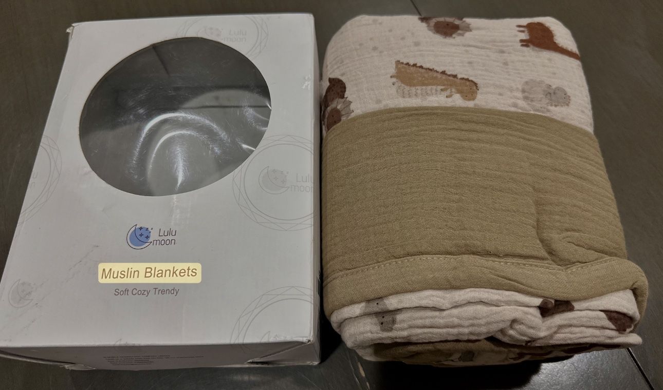 New in box: Lulu moon-Muslin Baby Blanket-47x47”