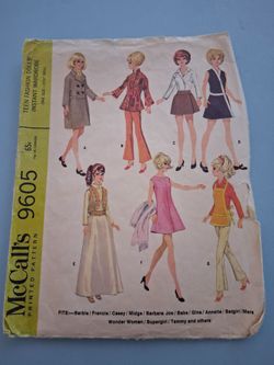 Mccall's  sewing  barbie clothes  pattern