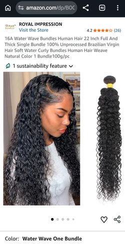 Water Wave Human Hair 22 Inch Single Bundle