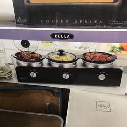 Bella Cucina Triple Slow Cooker Buffet & Serve 3x1.5 Qt. New 